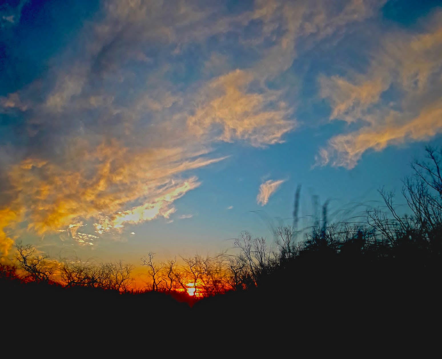 atardecer con cielo azul